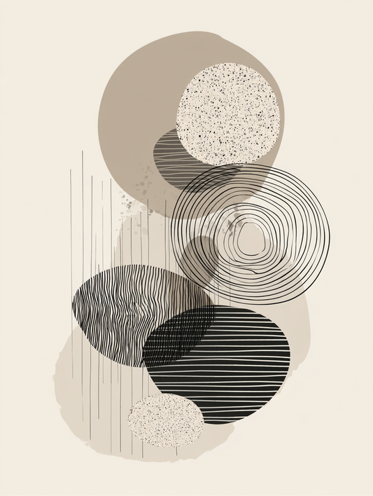 Modern abstract boho neutral geometric composition