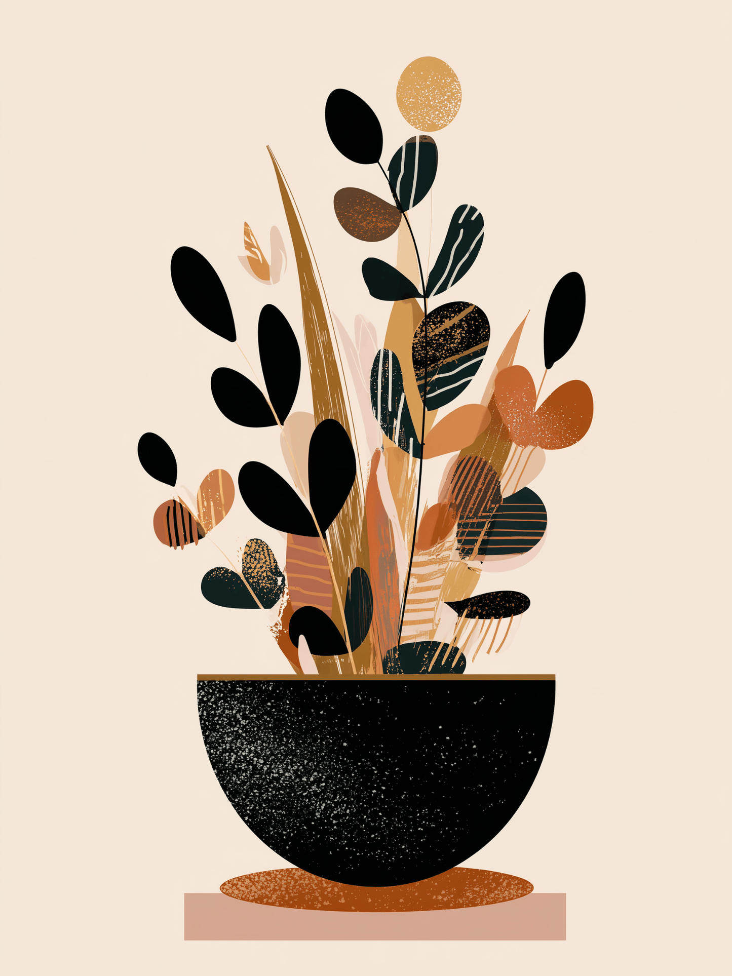 Modern abstract plant in textured pot