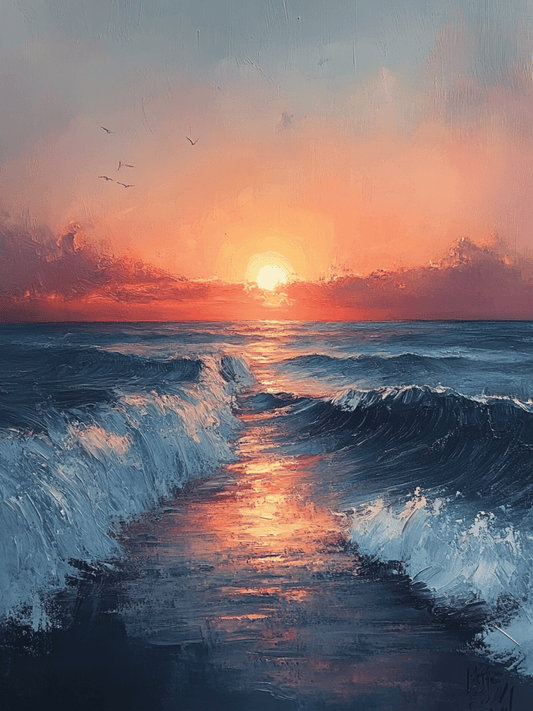 Pastel sunset over the waves