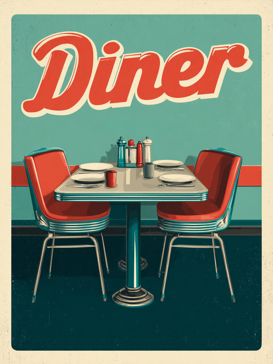 Retro diner table illustration