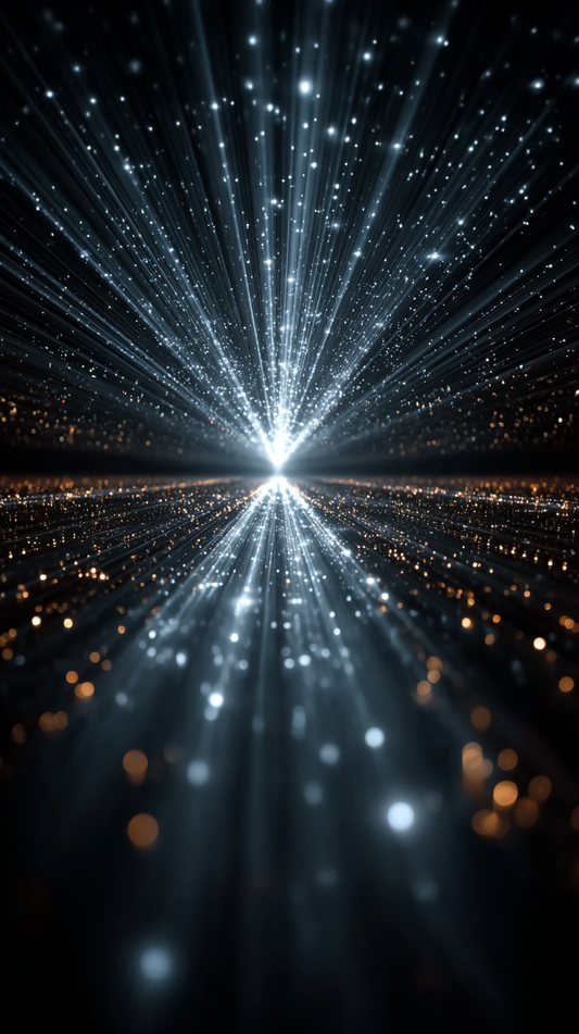 Surreal burst of glowing light in abstract space