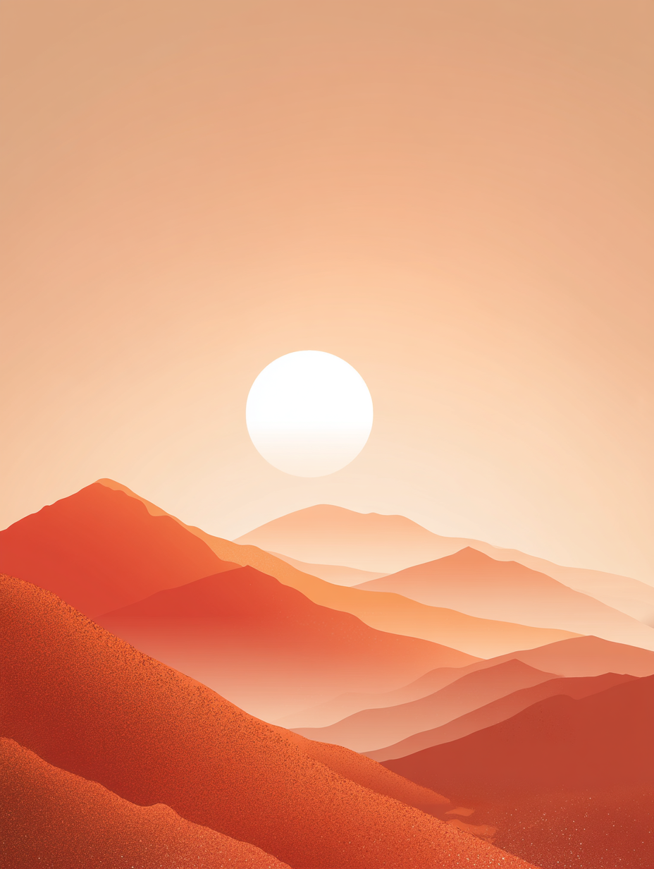 Terracotta sunrise over calm hills