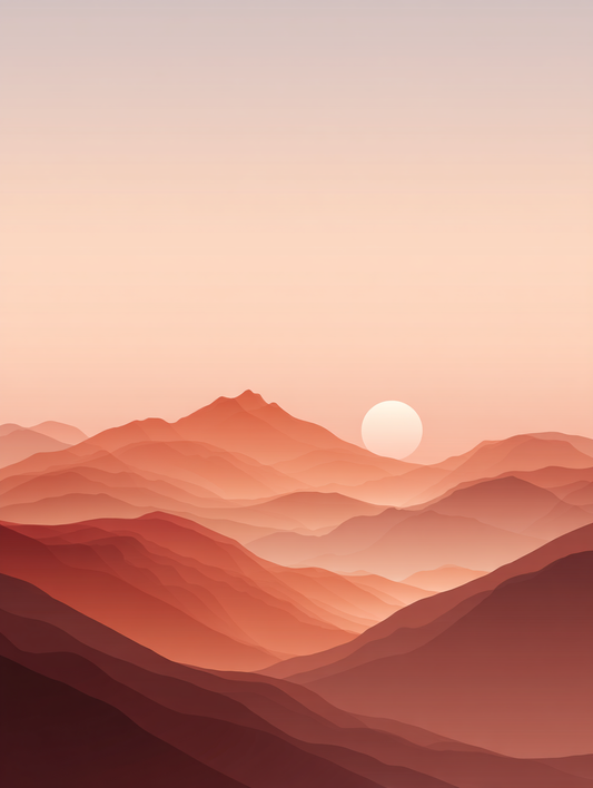 Terracotta sunset mountain layers