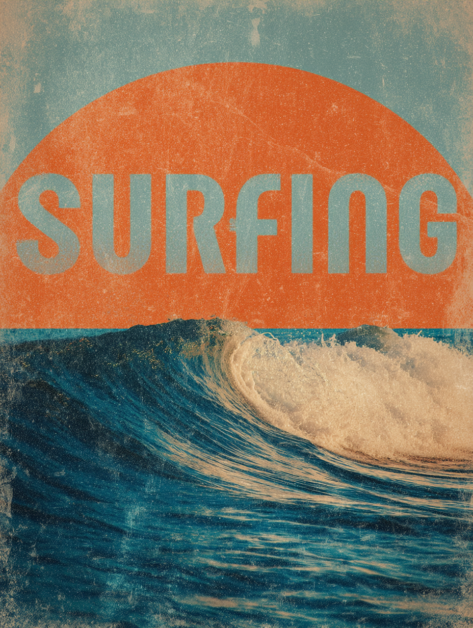 Vintage surfing wave poster