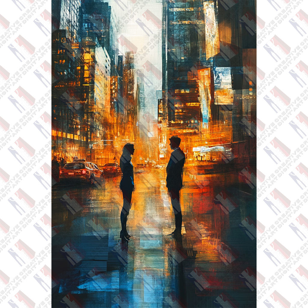 City glow silhouette art print